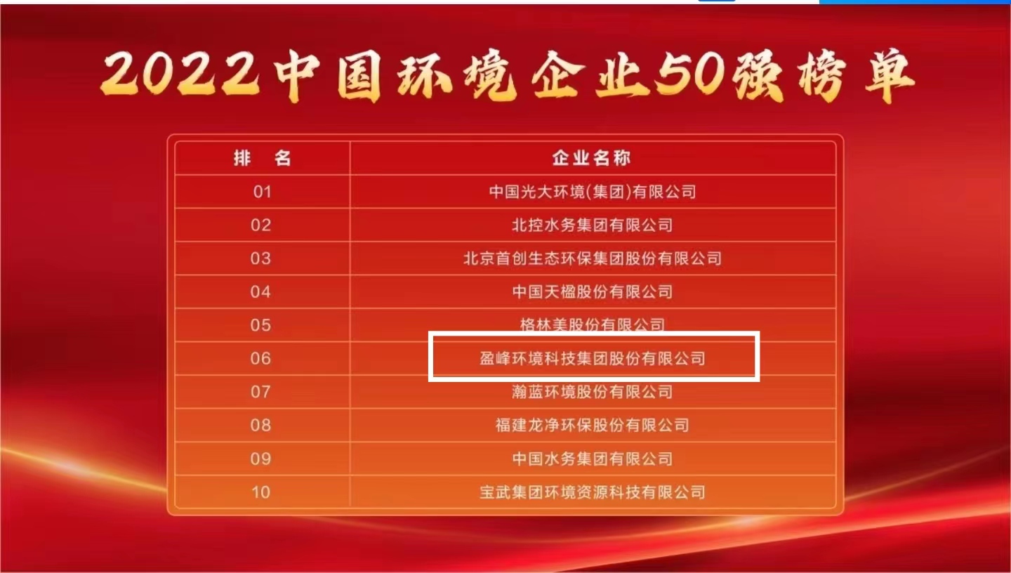 MK体育環(huán)境連續(xù)5年榮登“中國(guó)環(huán)境企業(yè)50強(qiáng)”榜單